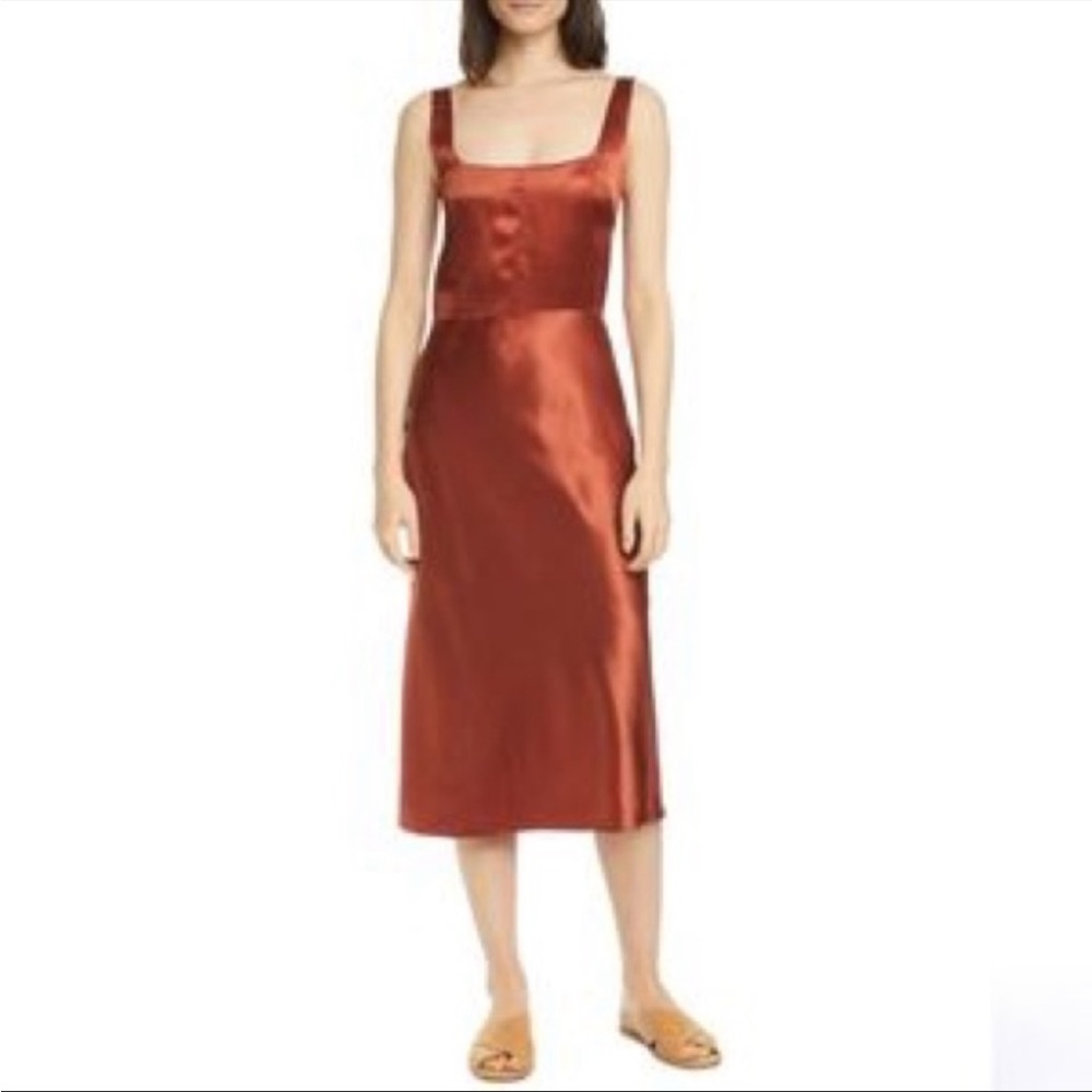 Rust satin Vince dress , new with tags size 2